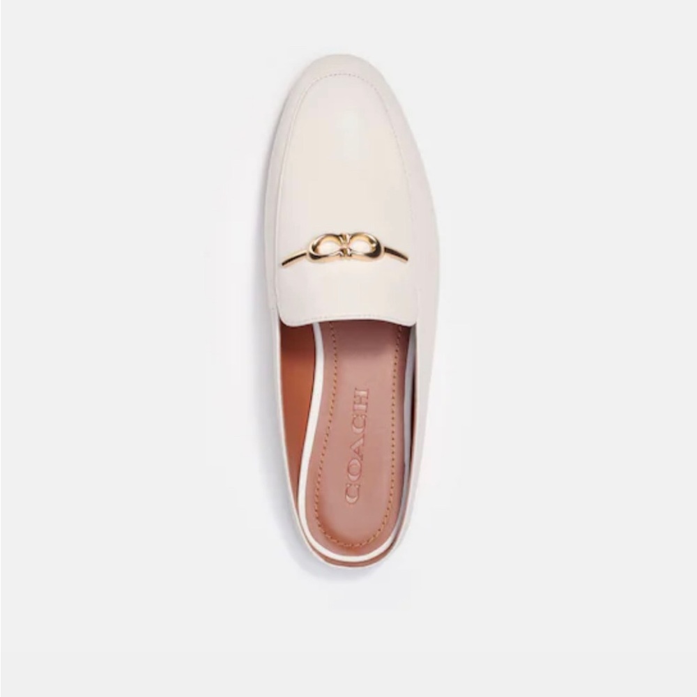 Coach Cream Mules with Gold Accent